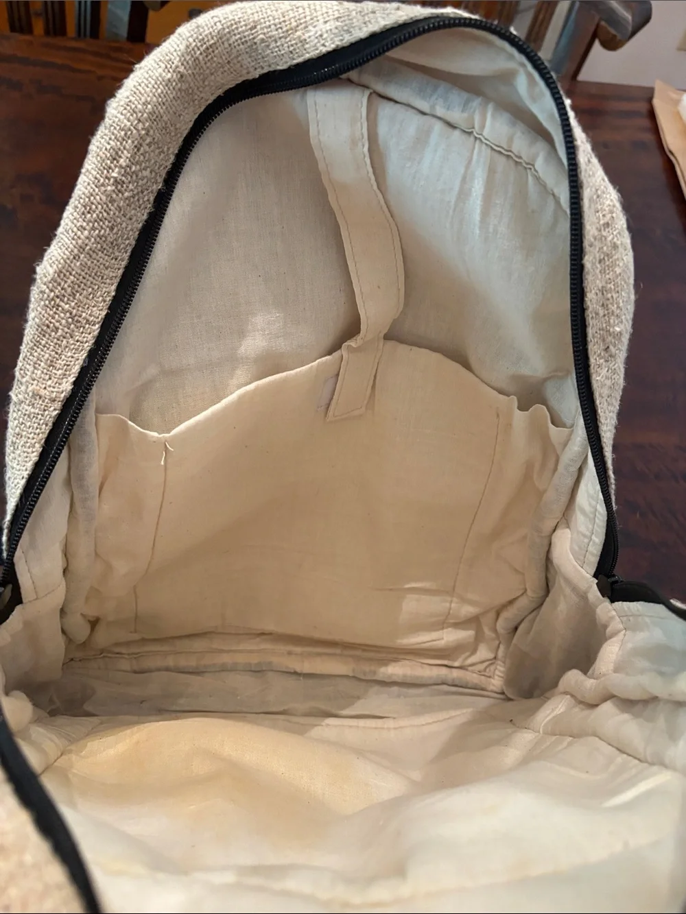 Pure World Natural Multi-Stripe Boho Backpack - Natural & Red Accents